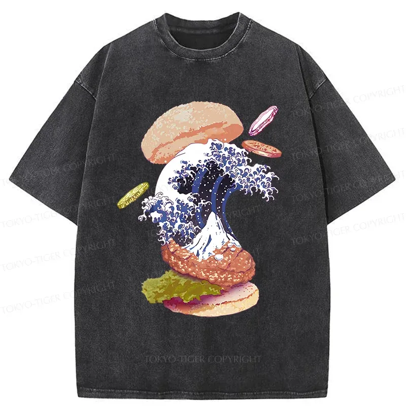 Tokyo-Tiger Delicious Burgers Washed T-Shirt