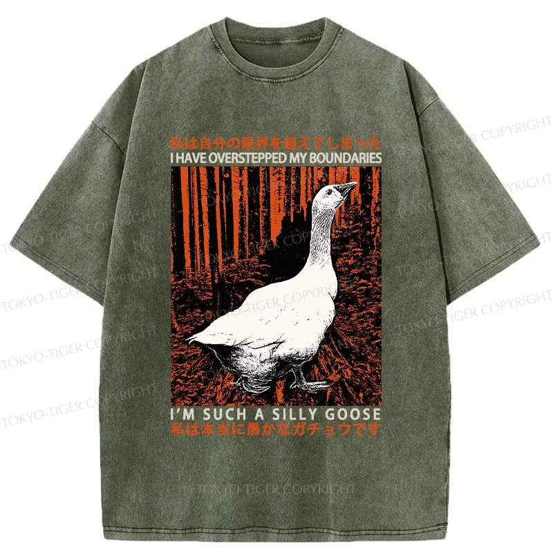 Tokyo-Tiger Such A Silly Goose Funny Washed T-Shirt