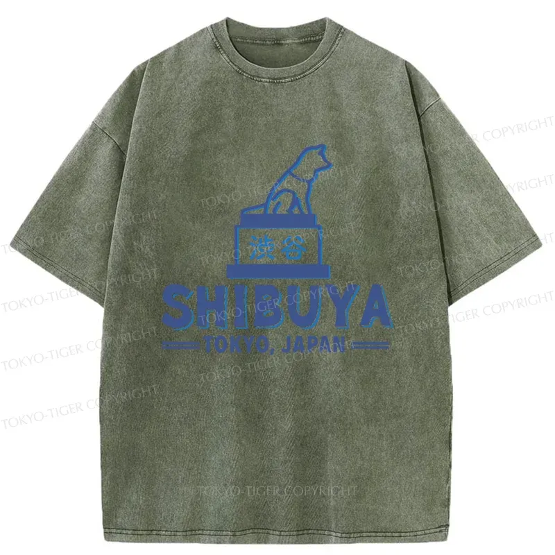 Tokyo-Tiger Loyal Dog Statue Washed T-Shirt