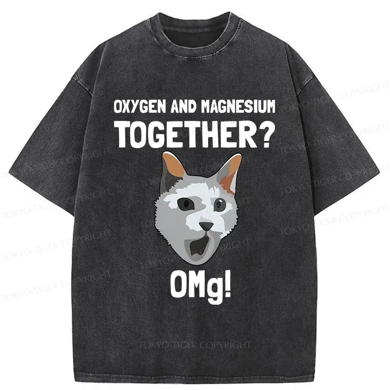 Tokyo-Tiger Surprised Cat Washed T-Shirt