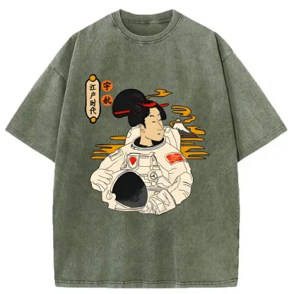 Tokyo-Tiger Geisha Astronaut Washed T-Shirt