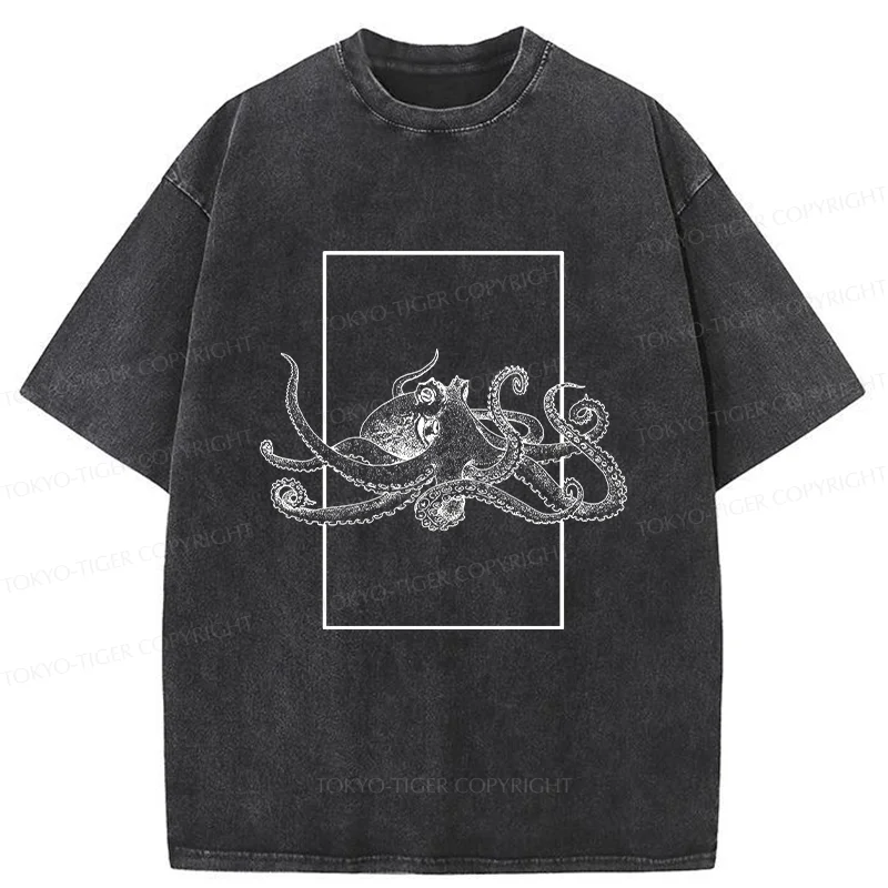 Tokyo-Tiger Japanese Giant Octopus Washed T-Shirt