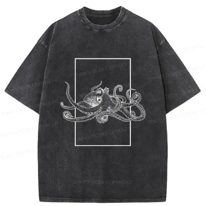 Tokyo-Tiger Japanese Giant Octopus Washed T-Shirt