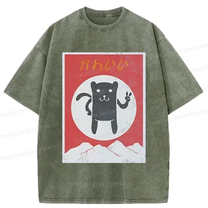 Tokyo-Tiger Cute Little Bear Washed T-Shirt