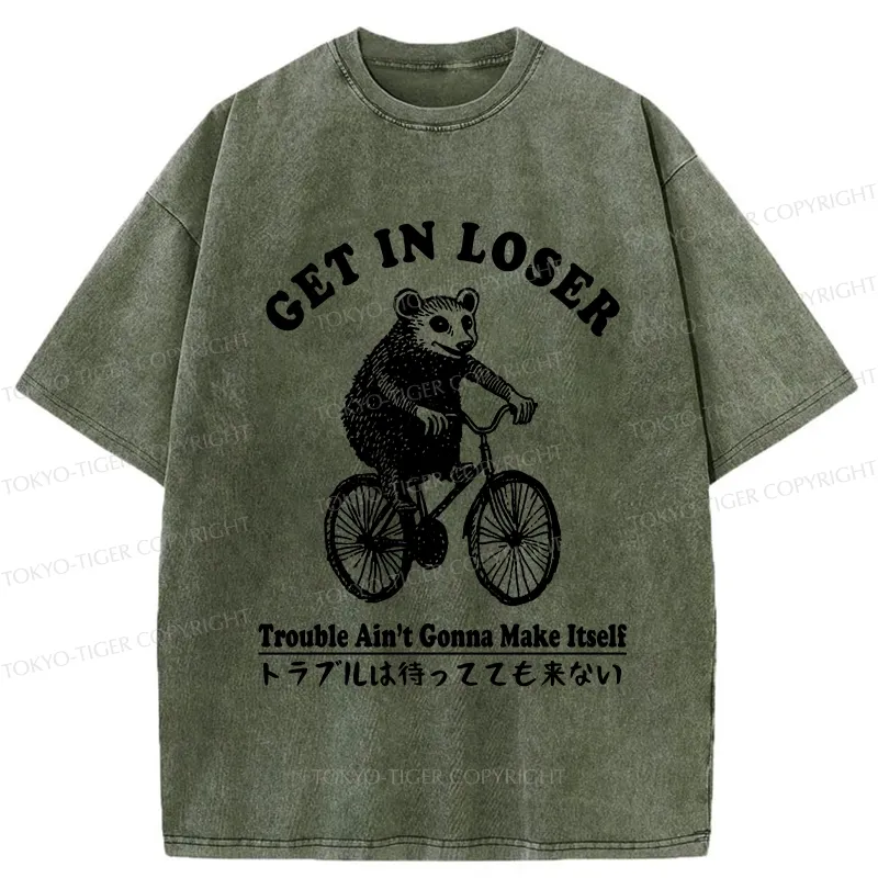 Tokyo-Tiger Get In Loser Opossum Washed T-Shirt