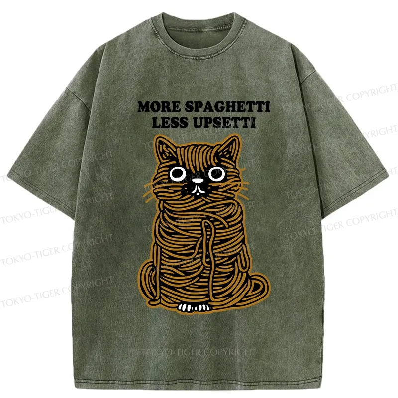 Tokyo-Tiger More Spaghetti Less Upsetti Cat Washed T-Shirt