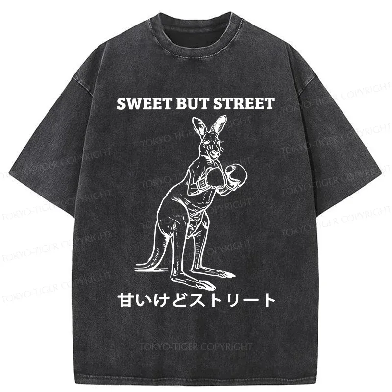 Tokyo-Tiger Funny Kangaroo Washed T-Shirt
