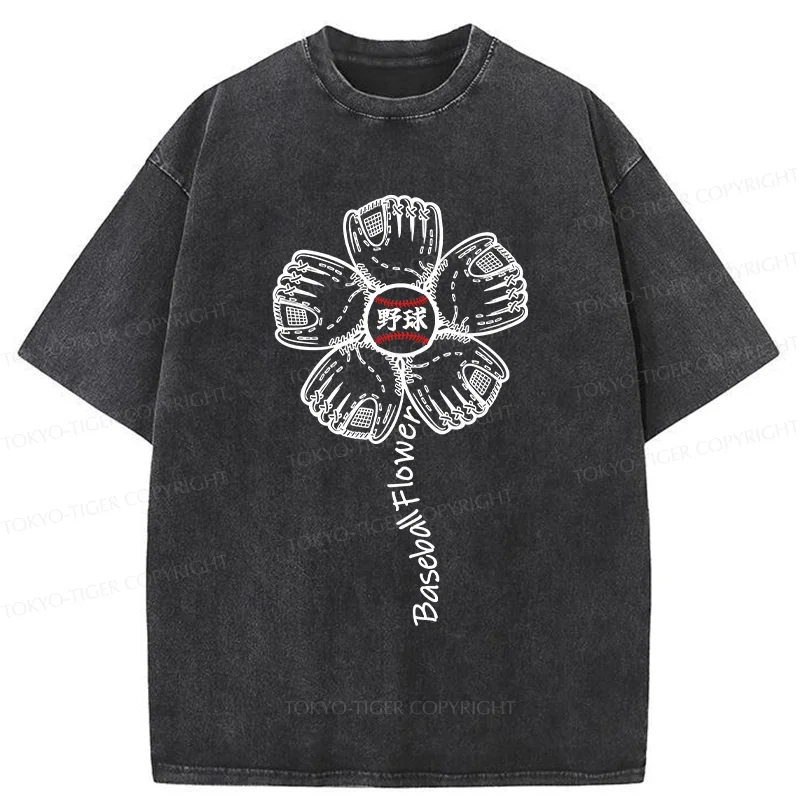 Tokyo-Tiger Baseball Flower Washed T-Shirt