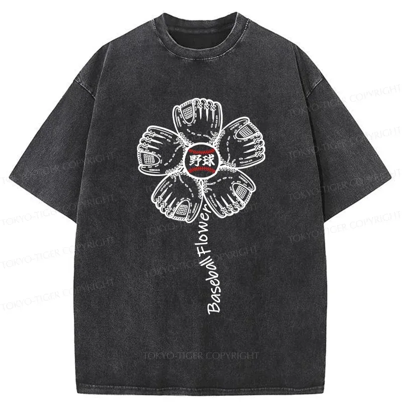 Tokyo-Tiger Baseball Flower Washed T-Shirt