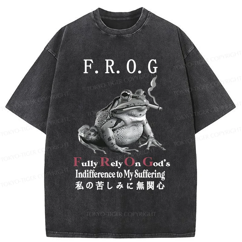 Tokyo-Tiger Indifferent Frog Washed T-Shirt