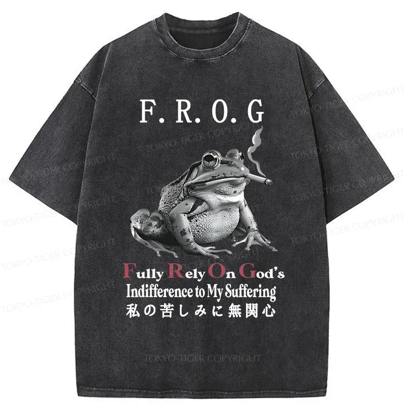 Tokyo-Tiger Indifferent Frog Washed T-Shirt