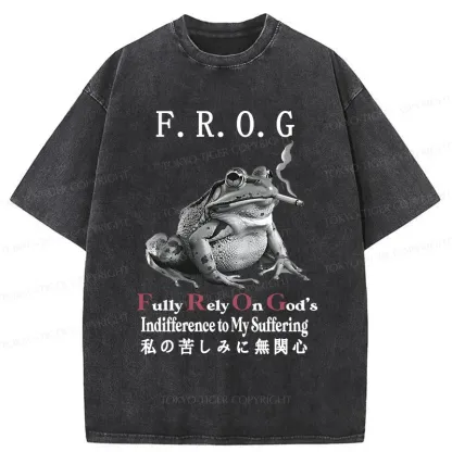 Tokyo-Tiger Indifferent Frog Washed T-Shirt