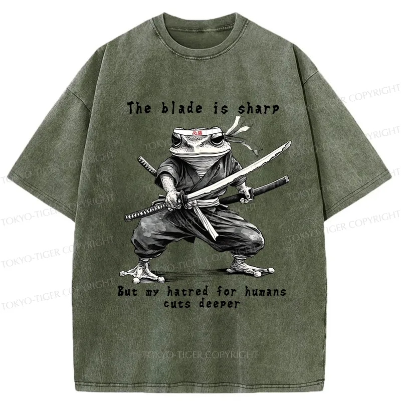 Tokyo-Tiger Attack Human Frog Ninja Washed T-Shirt