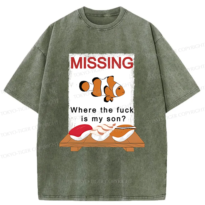 Tokyo-Tiger Clownfish Sushi Washed T-Shirt