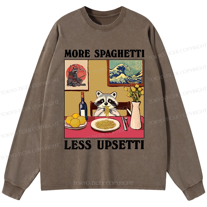 Tokyo-Tiger More Spaghetti Less Upsetti Japanese Washed Long Sleeve T-Shirt