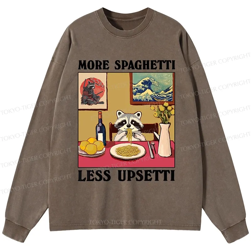 Tokyo-Tiger More Spaghetti Less Upsetti Japanese Washed Long Sleeve T-Shirt