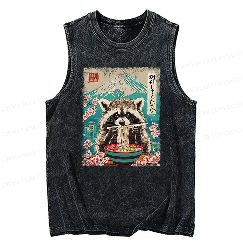 Tokyo-Tiger Please Give Raccoon A Discount Washed Tank