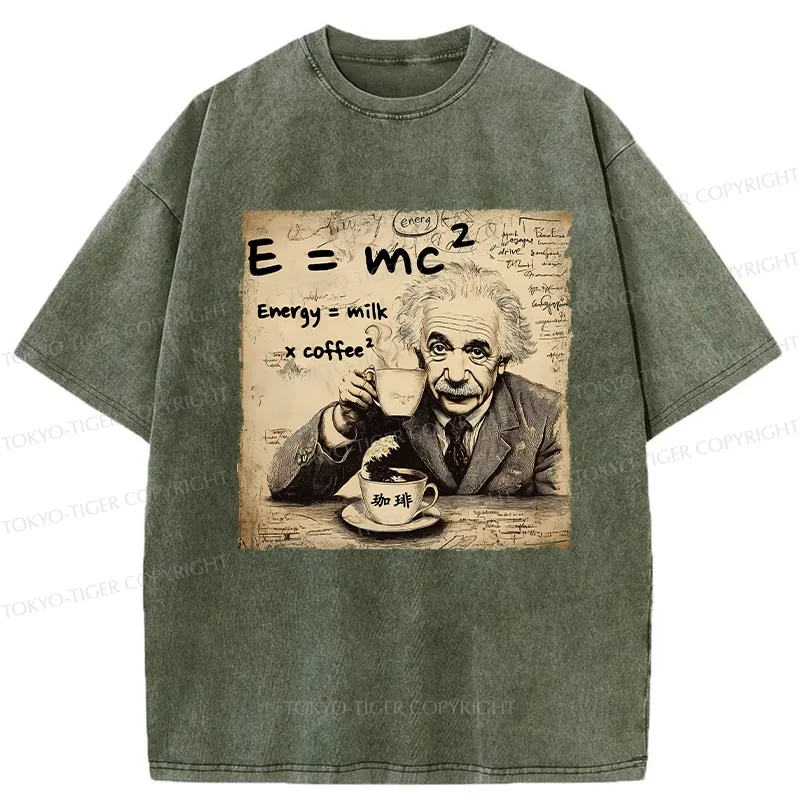Tokyo-Tiger Funny Energy=Milk x Coffee^2 Washed T-Shirt