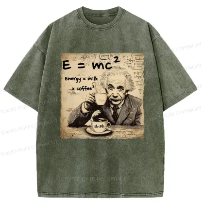 Tokyo-Tiger Funny Energy=Milk x Coffee^2 Washed T-Shirt