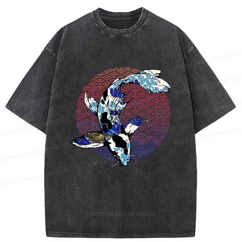 Tokyo-Tiger Vintage Japanese Koi Washed T-Shirt