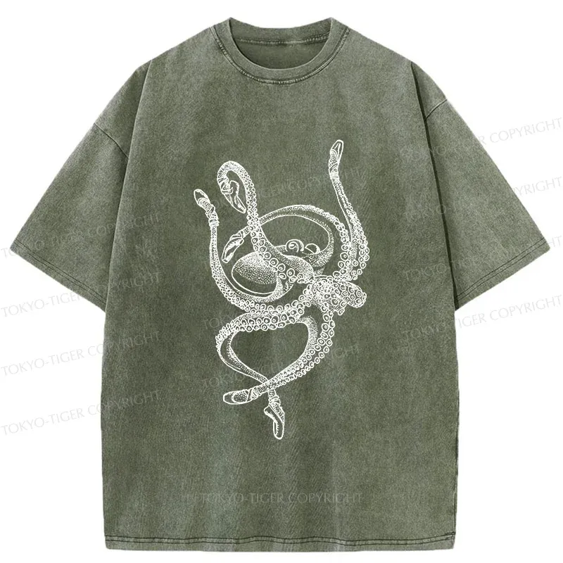 Tokyo-Tiger Octopus Dancing Ballet Washed T-Shirt