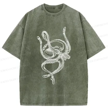 Tokyo-Tiger Octopus Dancing Ballet Washed T-Shirt