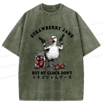 Tokyo-Tiger Strawberry Jam Funny Washed T-Shirt
