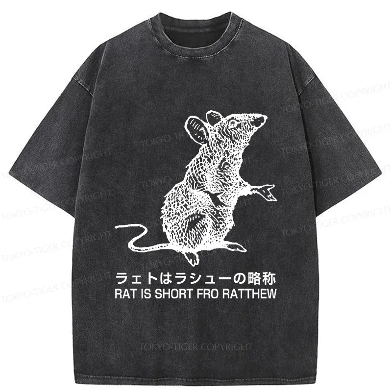 Tokyo-Tiger Funny Rat Japan Washed T-Shirt