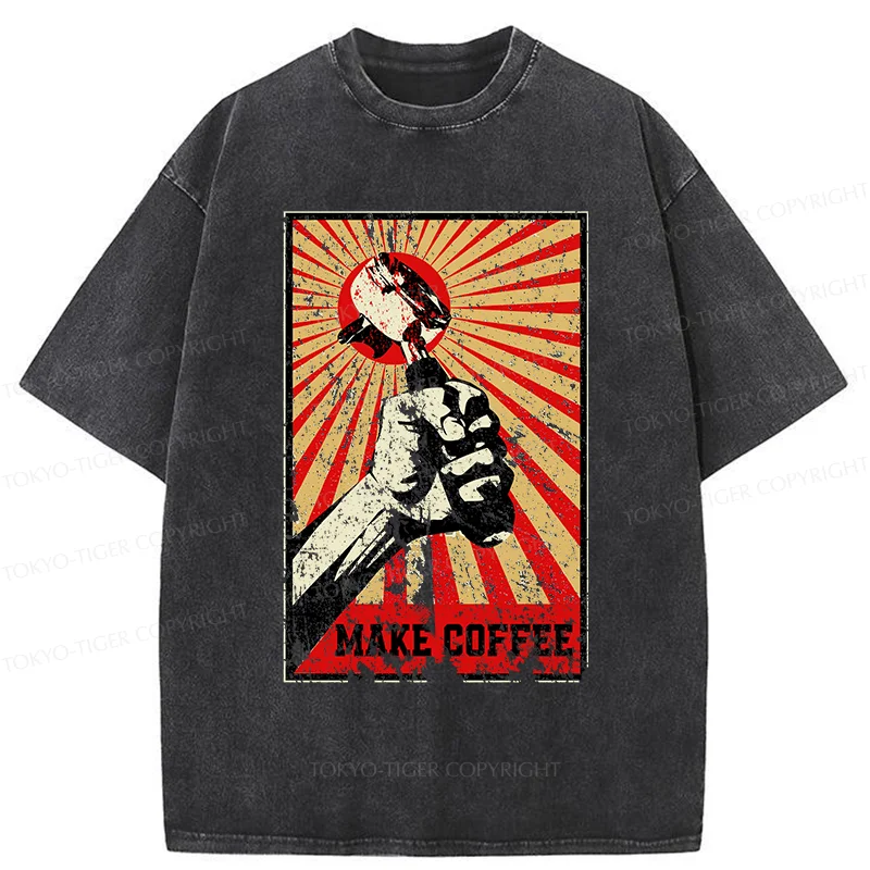 Tokyo-Tiger Make Coffee Together Washed T-Shirt