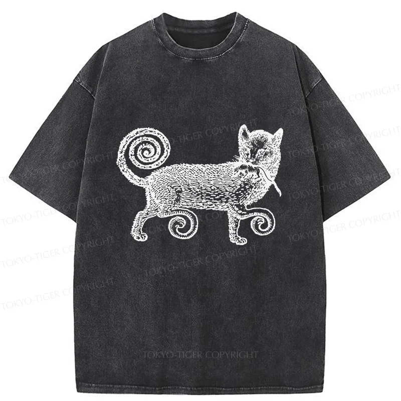 Tokyo-Tiger Cat That Caught The Mouse Washed T-Shirt