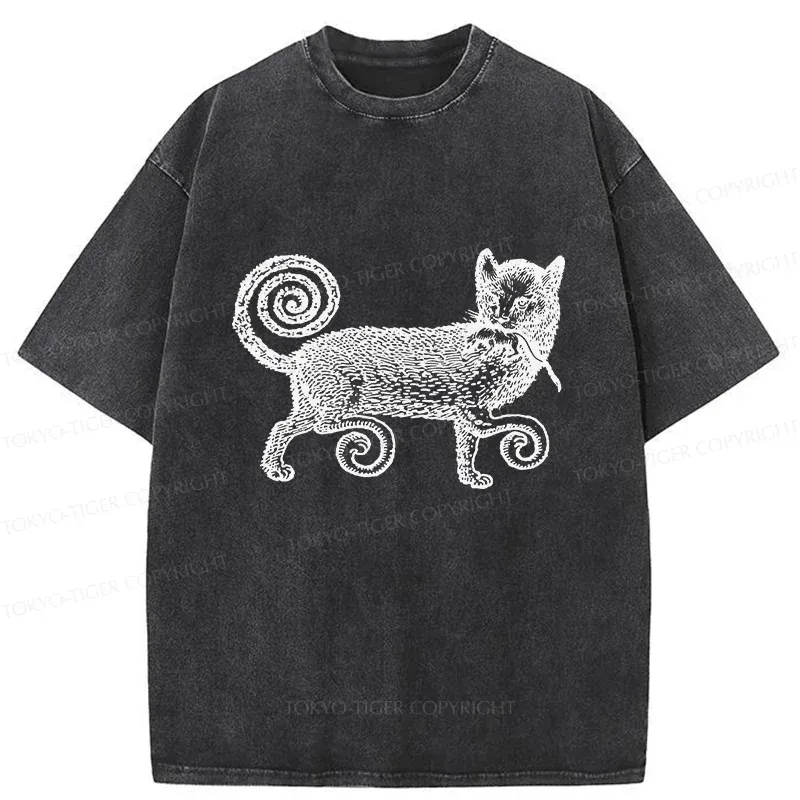 Tokyo-Tiger Cat That Caught The Mouse Washed T-Shirt