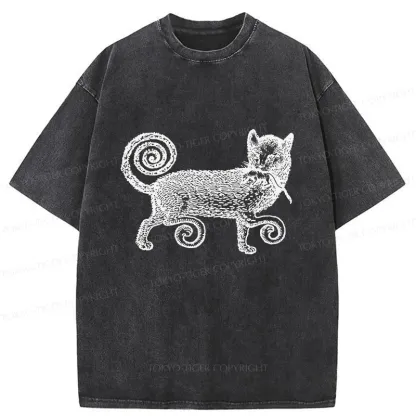 Tokyo-Tiger Cat That Caught The Mouse Washed T-Shirt