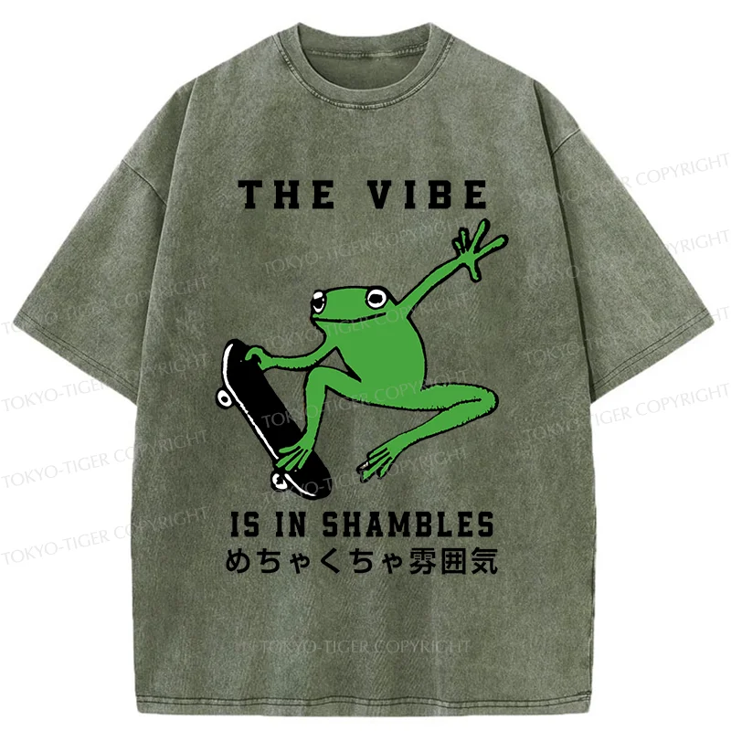 Tokyo-Tiger Frog Skateboard Washed T-Shirt