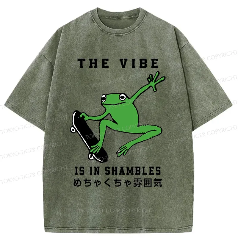 Tokyo-Tiger Frog Skateboard Washed T-Shirt