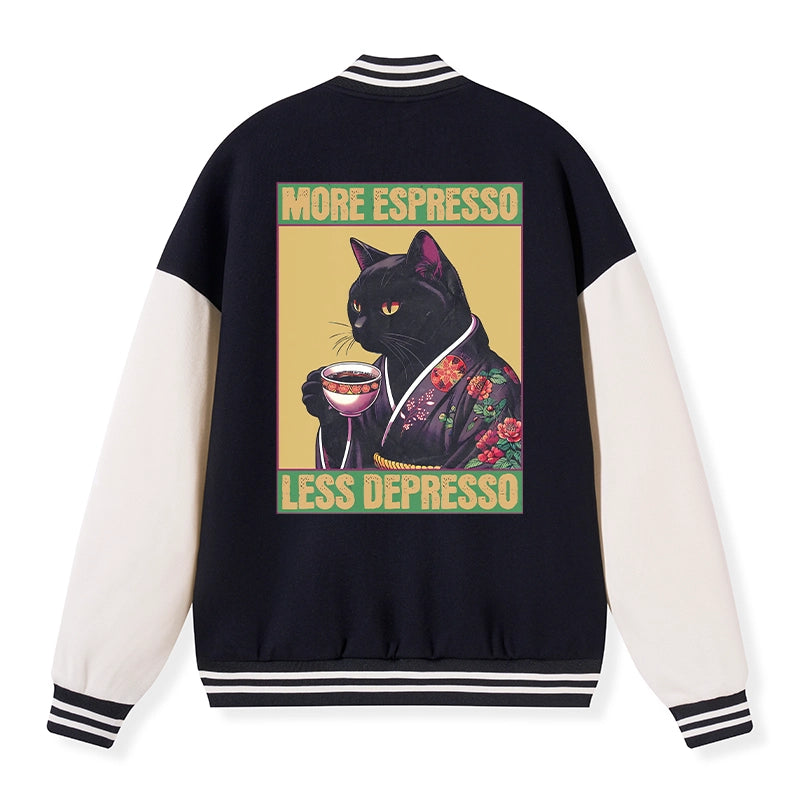 Tokyo-Tiger Up Caffeine Down Depression Embroidery Varsity Jacket