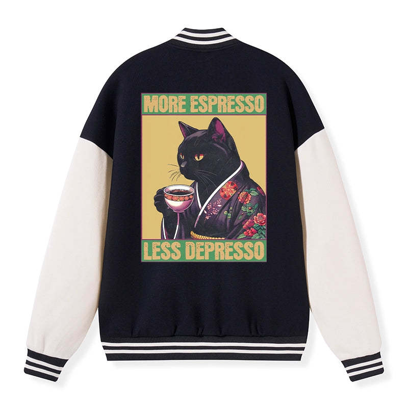 Tokyo-Tiger Up Caffeine Down Depression Embroidery Varsity Jacket Sale