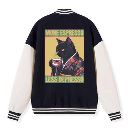 Tokyo-Tiger Up Caffeine Down Depression Embroidery Varsity Jacket