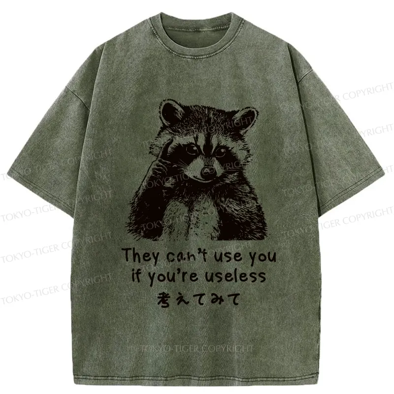 Tokyo-Tiger Funny Raccoon Quotes Washed T-Shirt
