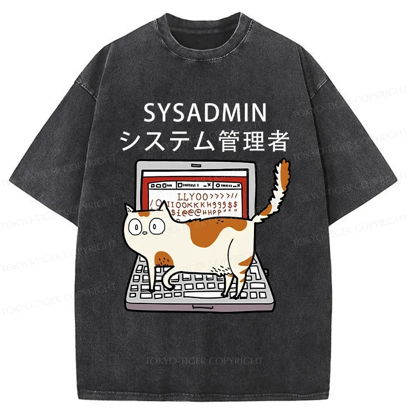 Tokyo-Tiger Naughty Cat Japan Washed T-Shirt