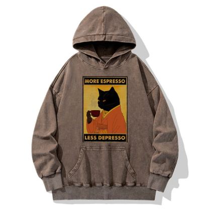 Tokyo-Tiger Increase Espresso Decrease Distress Washed Hoodie