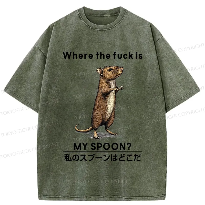 Tokyo-Tiger Where's My Spoon Washed T-Shirt