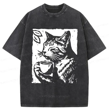 Tokyo-Tiger Comfortable Cat Washed T-Shirt