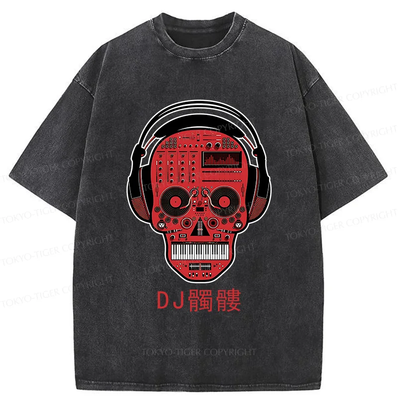 Tokyo-Tiger DJ Skull Washed T-Shirt