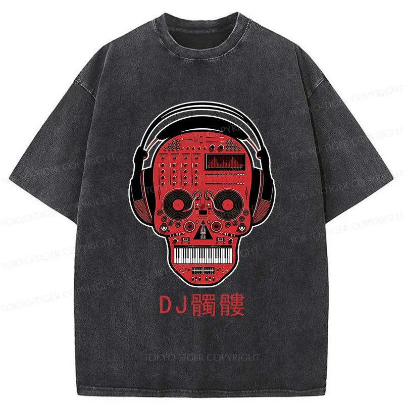 Tokyo-Tiger DJ Skull Washed T-Shirt