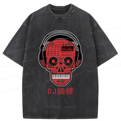 Tokyo-Tiger DJ Skull Washed T-Shirt