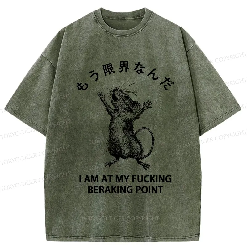 Tokyo-Tiger Funny Crash Mouse Washed T-Shirt