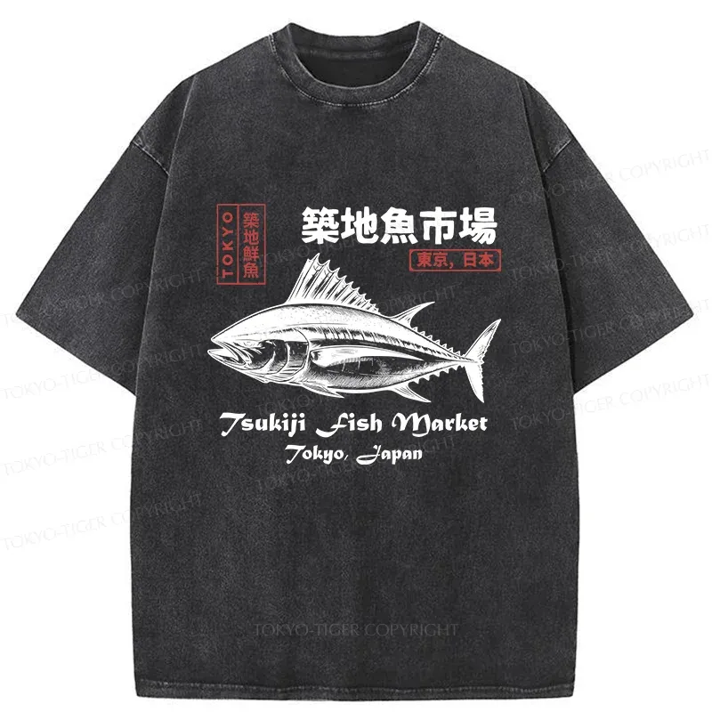 Tokyo-Tiger Vintage Tokyo Fish Market Washed T-Shirt