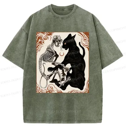 Tokyo-Tiger Twin Cats Washed T-Shirt