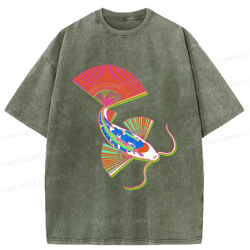 Tokyo-Tiger Japanese Traditional Fish Washed T-Shirt