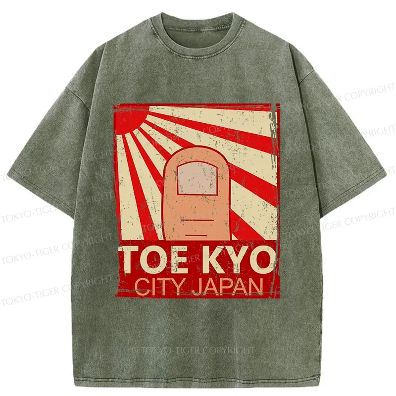 Tokyo-Tiger Toe Kyo Funny Washed T-Shirt